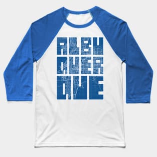 Albuquerque, USA City Map Typography - Blueprint Baseball T-Shirt